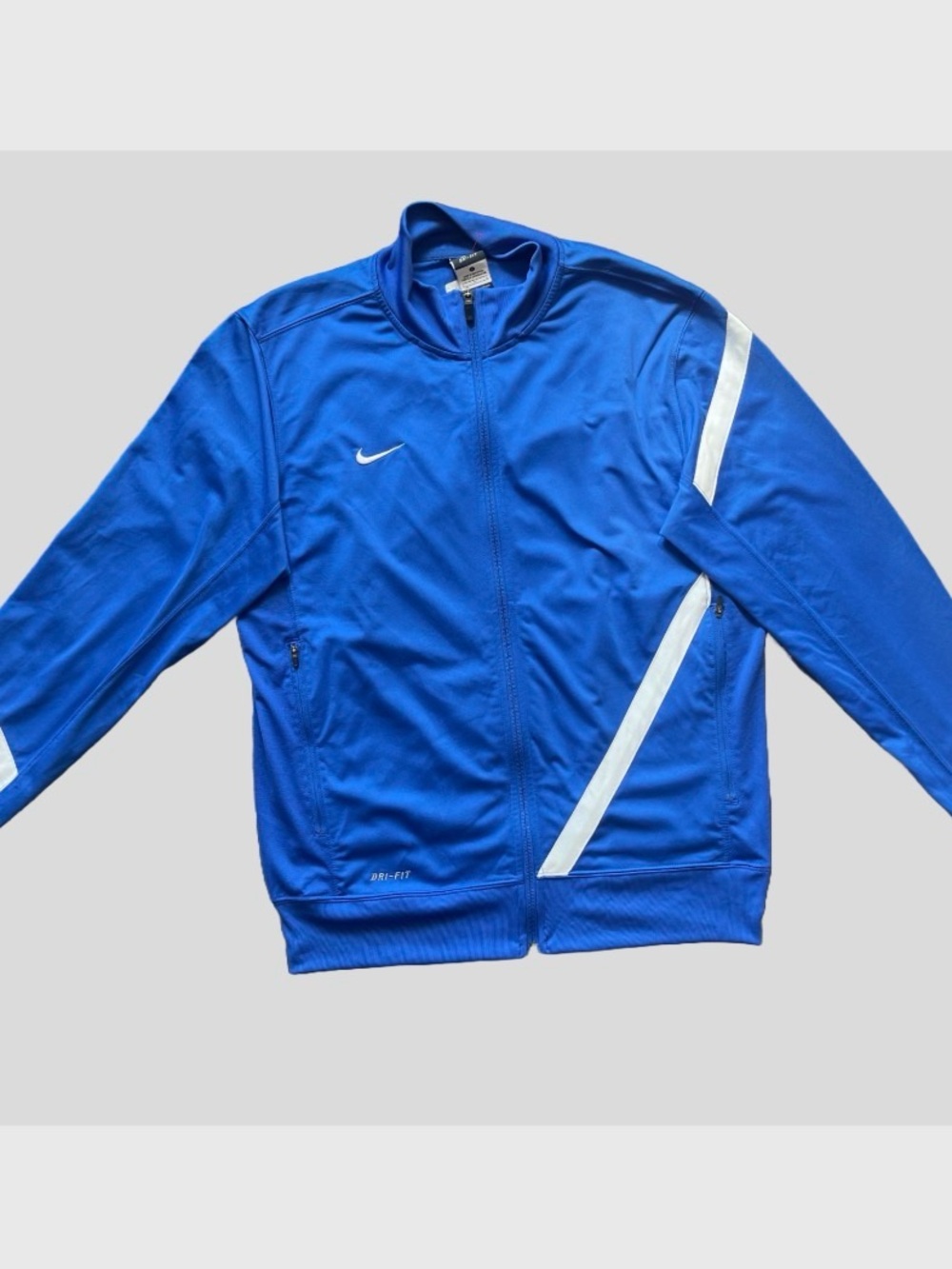 Nike Menβs Royal Blue Zip-Up Performance Jacket with White Accents